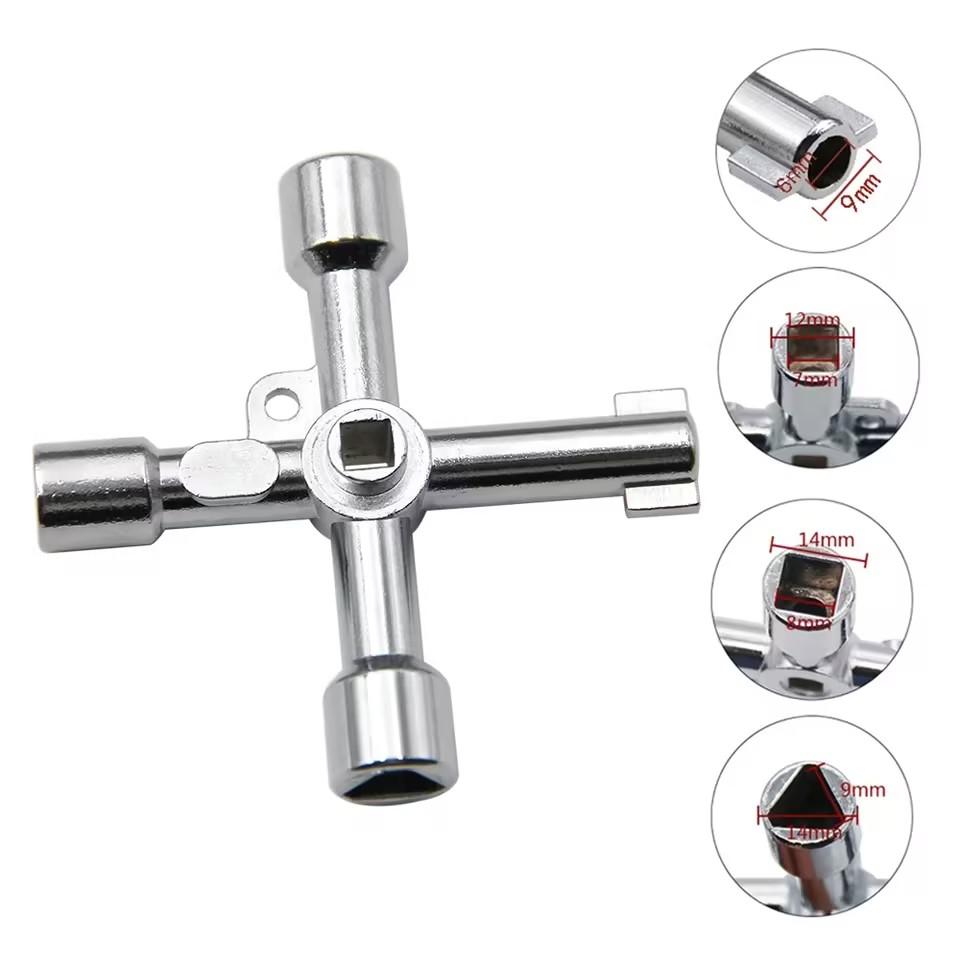 Multi functional four in one cross portable silver hand screwdriver DIY socket screwdriver head combination electric control cabinet car elevator