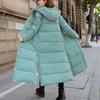 Lange Overknee-Daunenjacke aus Baumwolle mit Kapuze für Damen, Winterjacke, dicke, warme, einfarbige, lässige, schmale Baumwolljacke