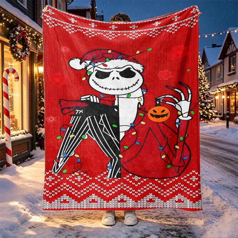 The Nightmare Before Christmas Pattern Blanket for Home Decoration, Bed, Sofa, Car Travel, Camping, Suitable for All Seasons, Birthday Christmas Gift
