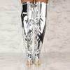 Women Boots Mirror Platform Pointy Toe Punk High Thin Heels Over The Knee Long Boots Autumn Winter Zip Silver Casual Party Shoes
