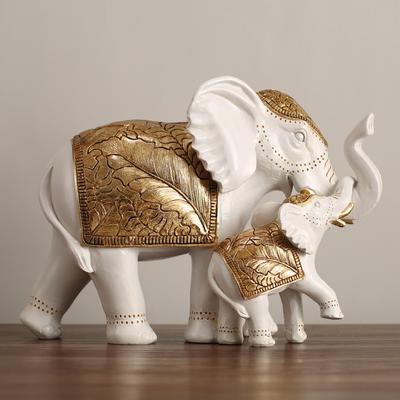 European Style Gold Leaf Elephant Ornaments Living Room TV Cabinet Wine Cabinet Entrance Decoration Resin Craft Decorations