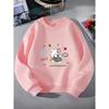 Crewneck Sweatshirt for Girls Featuring an Adorable Rabbit with a Flower, Suitable for Machine Washing. Perfect for Spring And Autumn