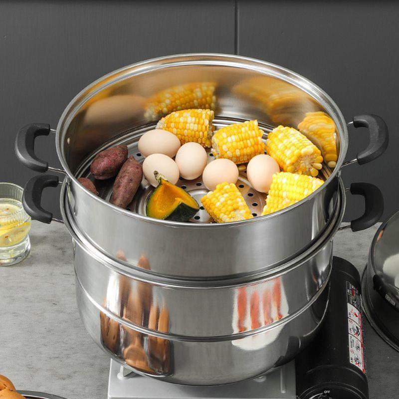 Extra Thick Stainless Steel Multi-layer Steamer Pot for Buns & Fish, Compatible with Induction & Gas Stoves