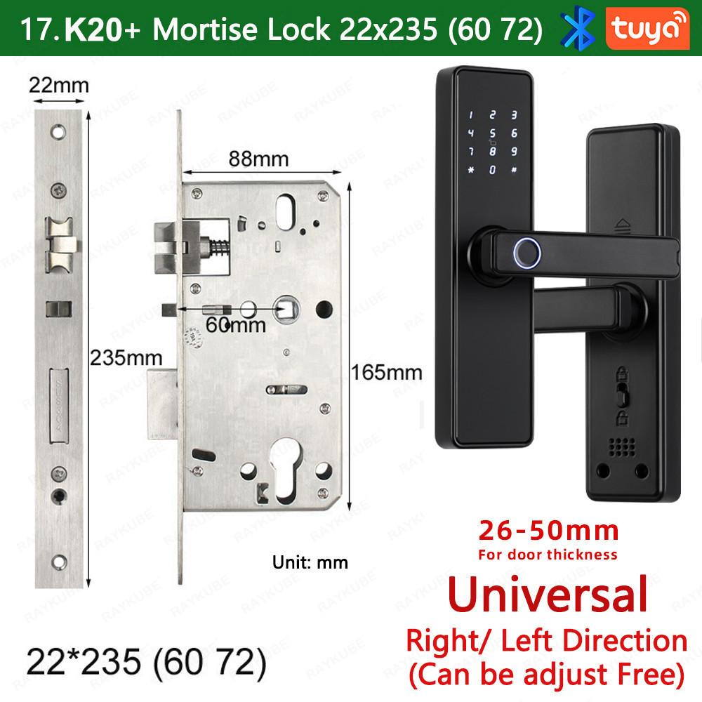 K20 Household Smart Electronic Door Lock with Tuya APP/IC Card/Password/ Key Unlock Biometric Fingerprint Door Lock