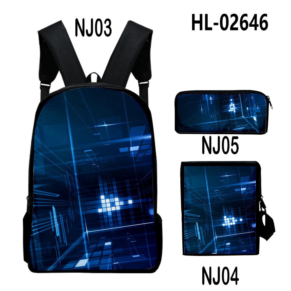 Stile Classico Novità Tecnologia Stampa 3D 3pz/Set pupilla Zaini Scolastici Zaino Daypack per Laptop Borsa a spalla inclinata Astuccio
