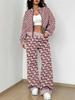 Striped Autumn And Winter New European And American Women'S Clothing Smudge Printing Suit Women
