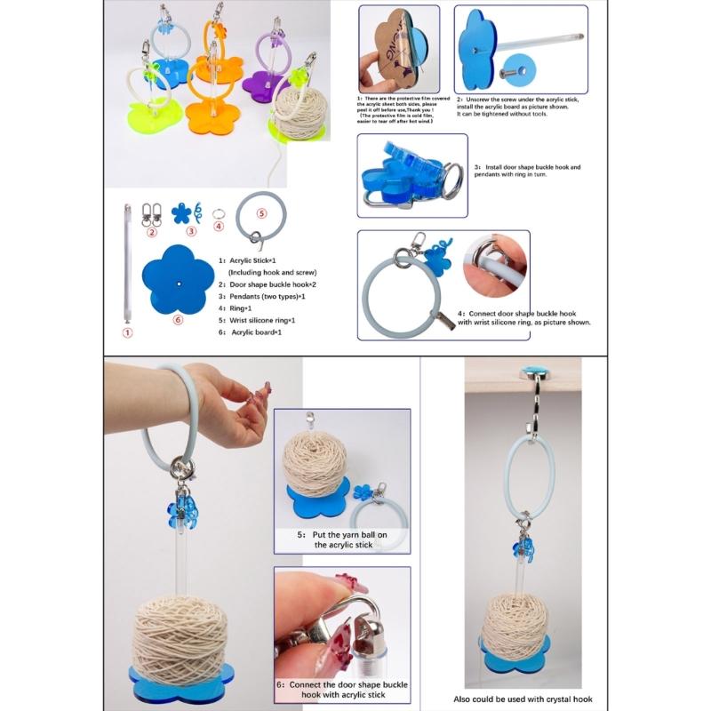 Handgelenk-Garnspender Acryl Tragbarer Handgelenk-Garnhalter mit Silikon-Handgelenkband zum Stricken Häkeln Basteln