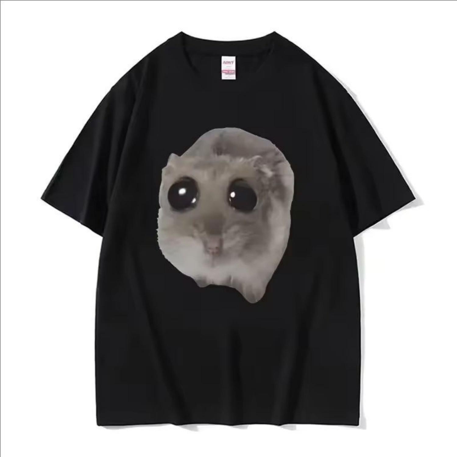 

Funny Sad Hamster Meme Cry BiG Eye Cute Mouse T Shirt Women Fashion Kawaii Clothes T-shirts Women T-shirt XXXXXL чорний