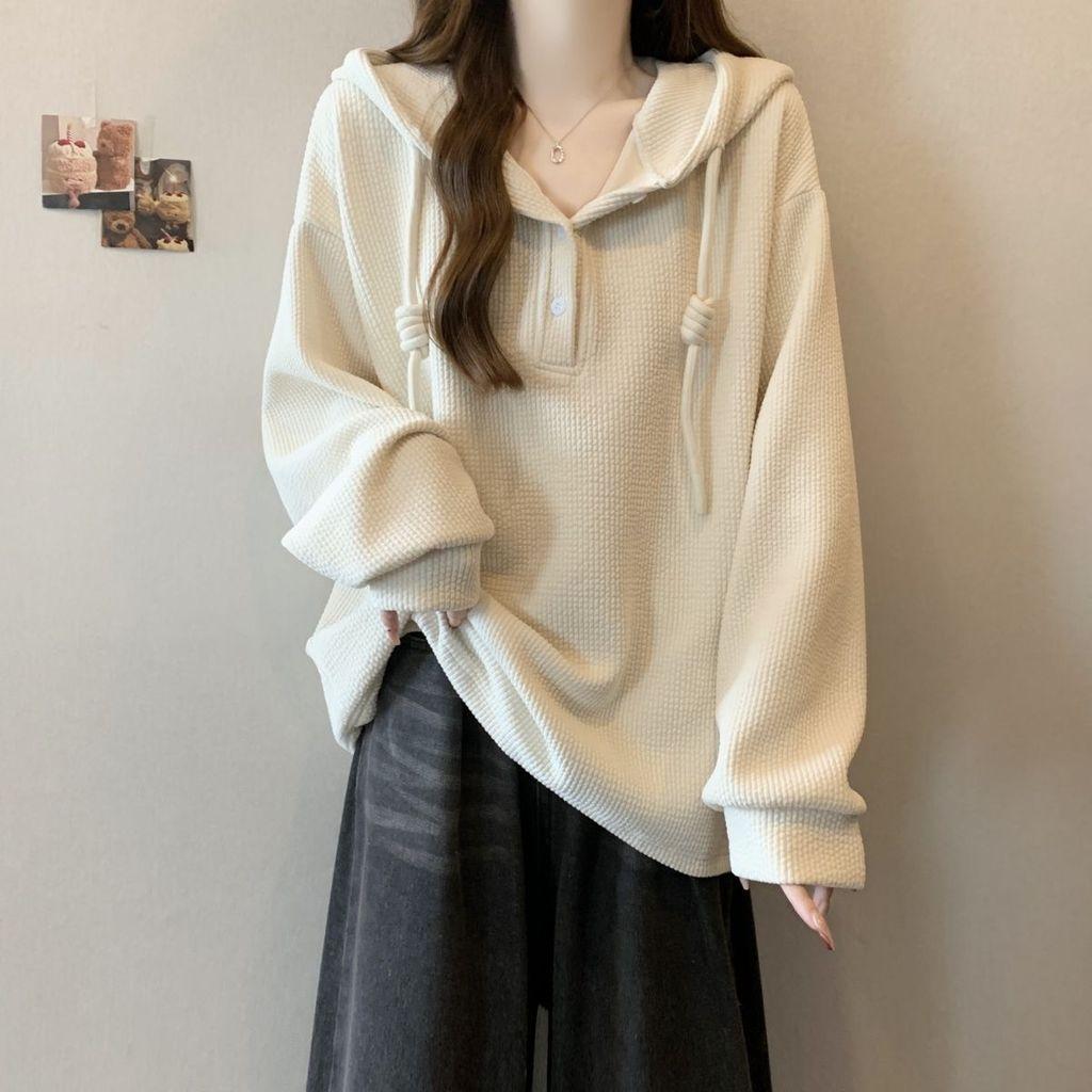 Style Oversized Hoodie With Polyester Fabric And Drawstring For Casual Office Wear