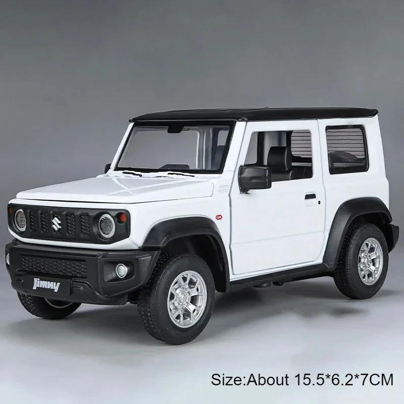 

1:Игрушечная модель автомобиля Suzuki Jimny в масштабе 24, литой сплав, инерционный механизм, звук, свет, амортизация, модели внедорожников, подарки для детей белый