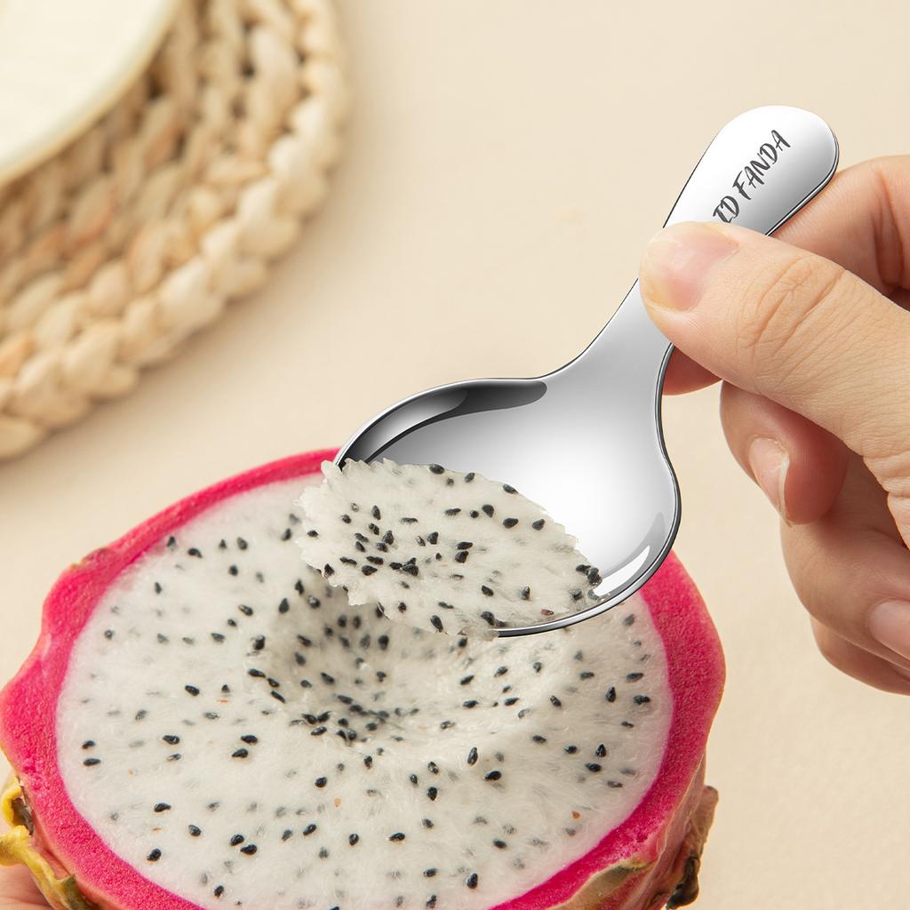 Cuillère à sel mignonne Acier inoxydable 304 Cuillère à dessert pour enfants Manche court Cuillère à glace Cuisine Mini pelle à condiments