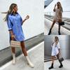 Autumn Simple Blouse Loose Long Sleeved V-neck Button Up Shirt for Women