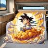 1 szt. Koc flanelowy z nadrukiem Son Goku, Wysokiej jakości, Na wszystkie pory roku, Wystrój domu, Ciepło i komfort, Idealny na prezenty świąteczne