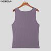 INCERUN Men Sleeveless Casual Tank Tops Solid Color Rib Fitted Undershirts