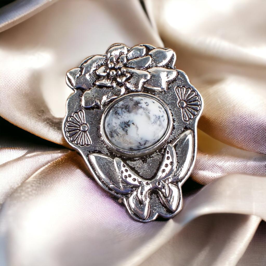 925 Solid Silver Semi Precious Gemstone Oxidised Designer Jewelry Pendant 1.37" CP-6