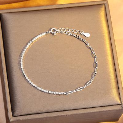 Bracelet Women'S High-End Zircon Niche Design Tennis Chain Simple Diamond Versatile Hand Jewelry