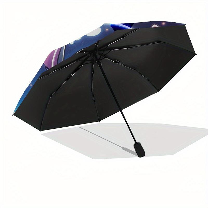 Stitch,space Themed folding umbrella, the best choice for gift giving, 8 ribs, casual, durable, lightweight and portable travel umbrella, su