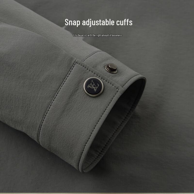 Shanshan Men's Spring/Summer Thin Wrinkle-Textured Polo Collar Jacket