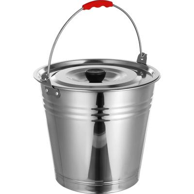 LIFKOME Steel Bucket, Drum Can with Lid, Fishing Bucket, 24cm, Gardening, Stainless Steel, Ice Bucket, Water Bottle, Car Washing, Cleaning, Household