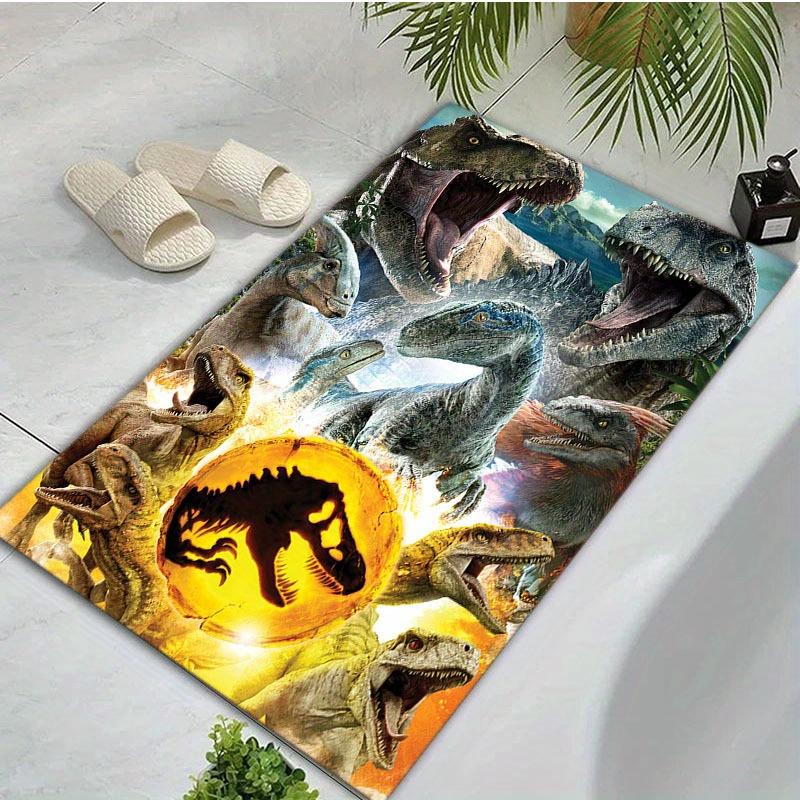 800g Heavy Duty Dinosaur Mat,Vibrant T-Rex Velociraptor Digital Print, Large Size for Indoor Outdoor Living Room Kitchen Camping