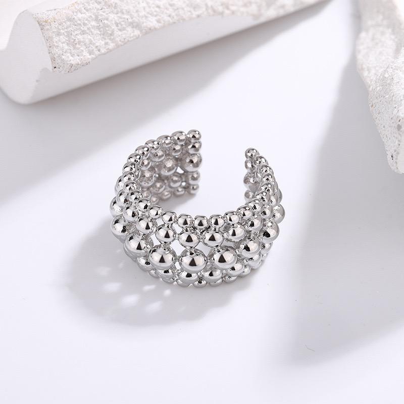 BF CLUB 925 Sterling Rings for Women Fashion Geometric Handmade Irregular Dots Layered Ring Party Christmas Gift