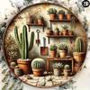 Round Cactus Vintage Metal Wall Sign 20x20cm Home Garden Decor