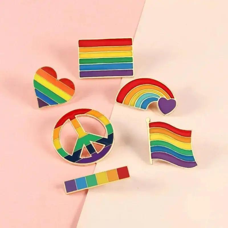 LGBT Pride Month Rainbow Enamel Pins Unisex Jewelry Gifts Rainbow Flag Badge