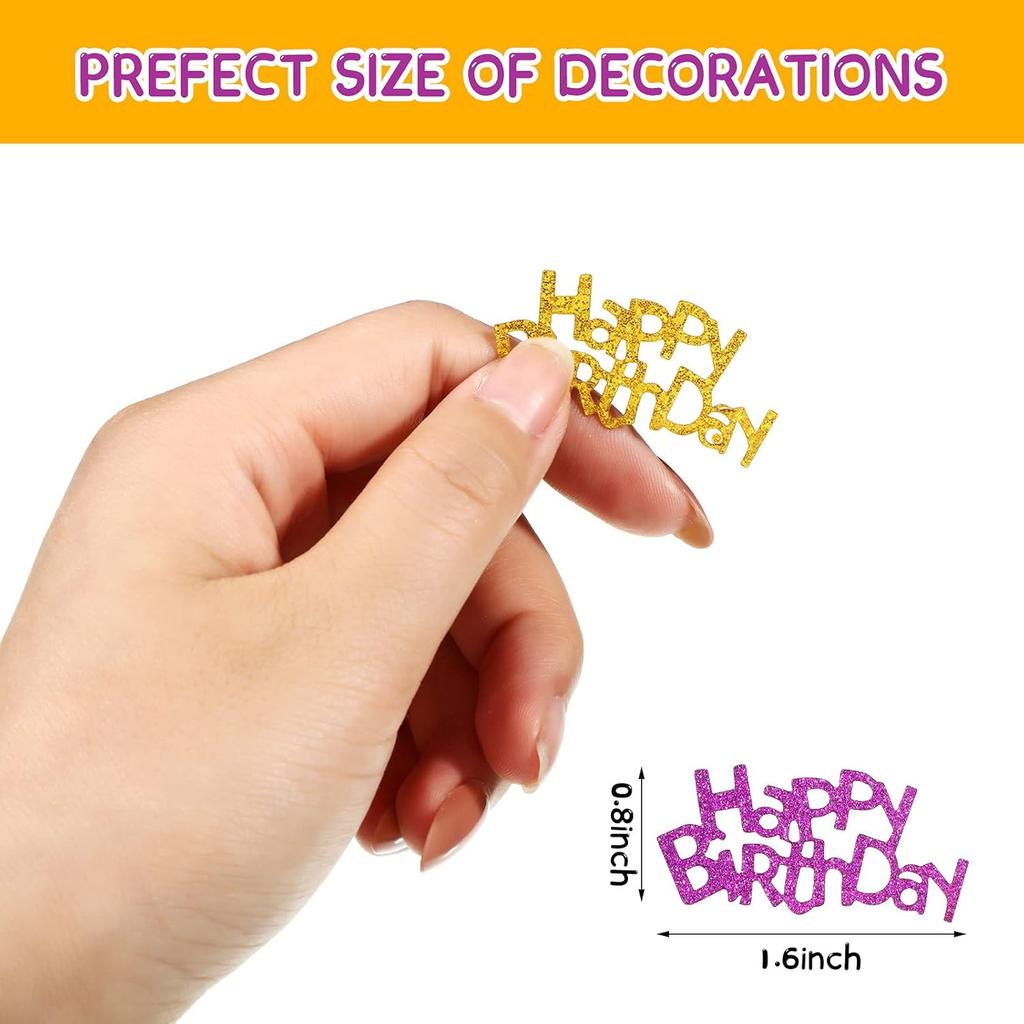 Skylety 100 Pieces Glitter Table Confetti Happy Birthday Confetti for Women Men Birthday Party Decoration (Gold, Purple)