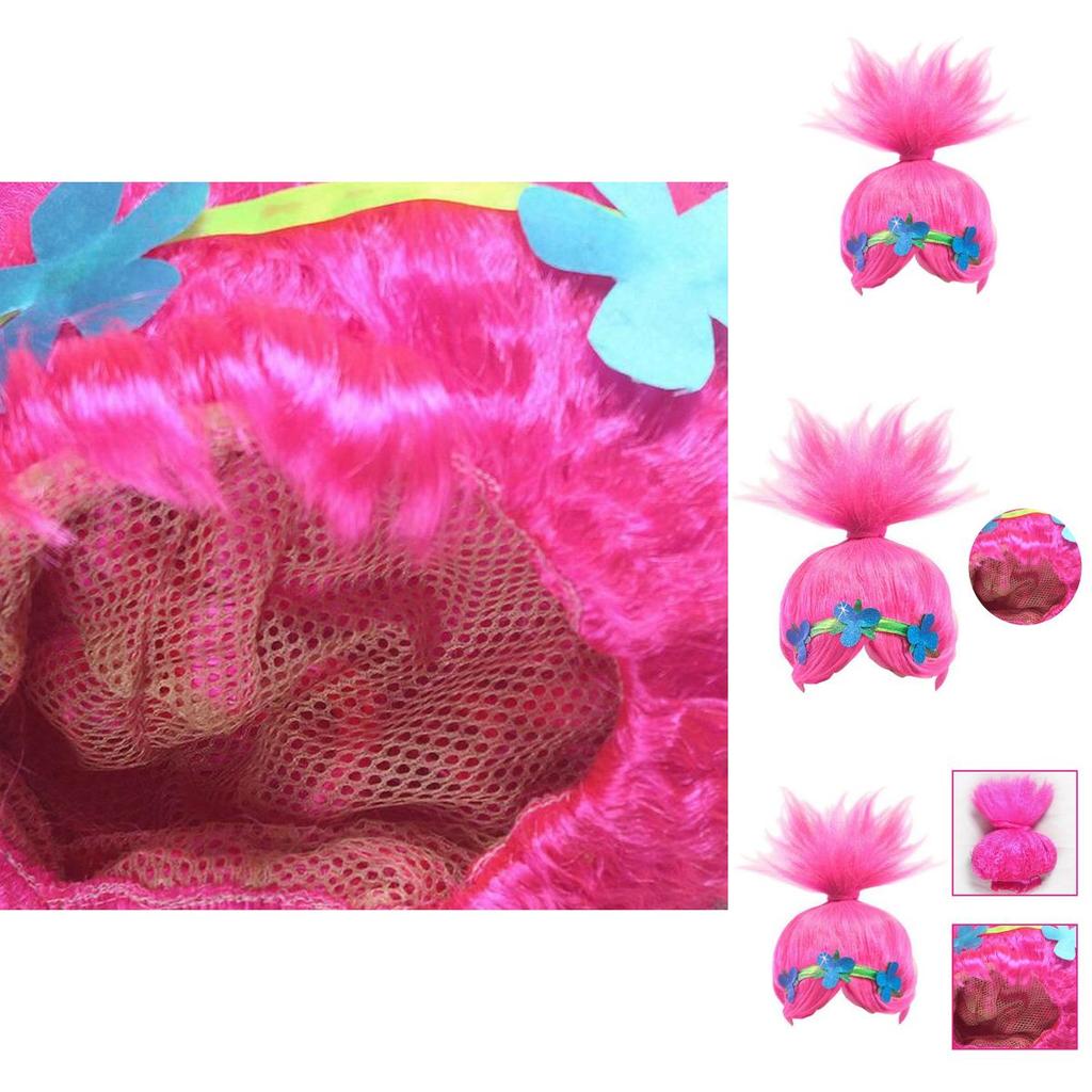 Kinder Troll Stil Festival Party Perücke Für Cartoon Cosplay Mit Pinker Kopfschmuck Kappe