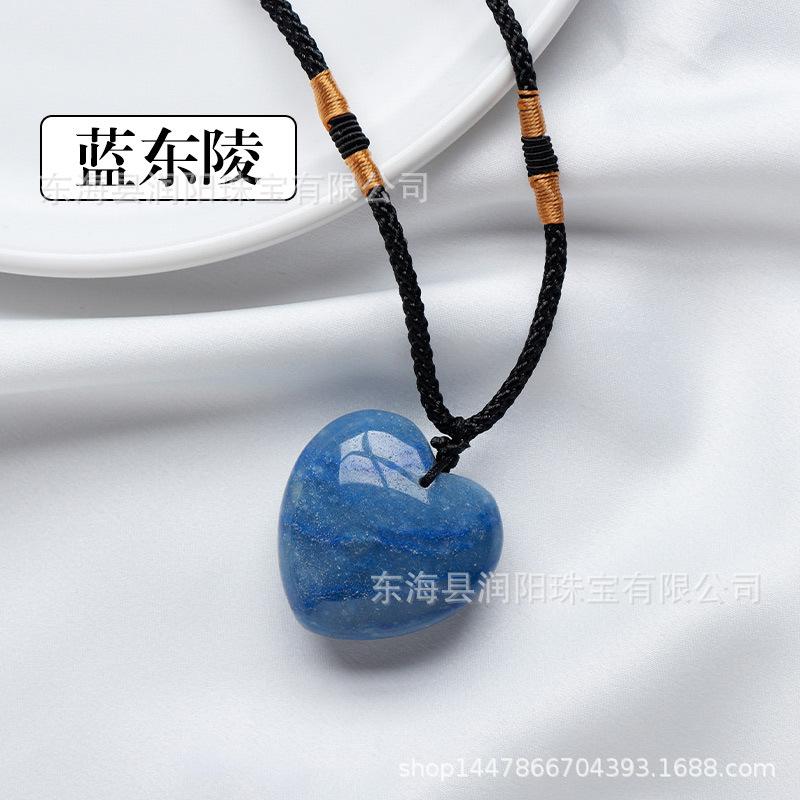 Natürlicher Kristall Liebesanhänger, Achat Halbedelstein 3cm Pfirsichherz Halskette herzförmiger Schmuckanhänger, Fabrikmode