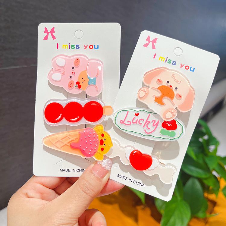 Korean Style Cute Bear Hairpin Set for Women – Summer Girlish Heart Bangs Clip