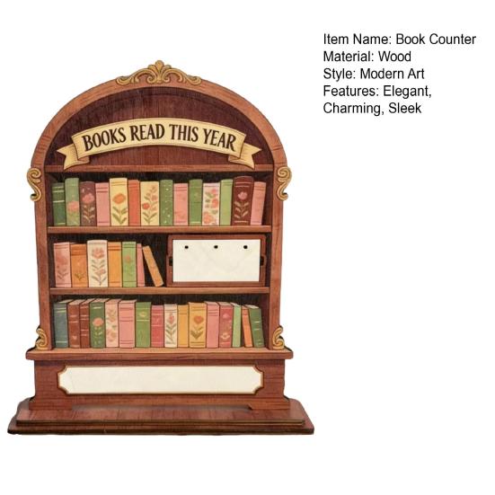 Contador de Livros Lidos Este Ano Placa de Rastreamento de Leitura de Madeira para Estante Decoração de Biblioteca Presentes Literários para Amantes de Livros Leitora Compulsiva Mulheres Professor