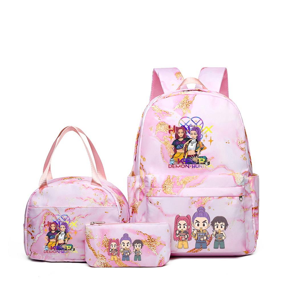 Kpop Witch Hunter Backpack Lunch Bag Pencil Case Set Student Animation Fashion School Bag Pencil Case Lunch Bag