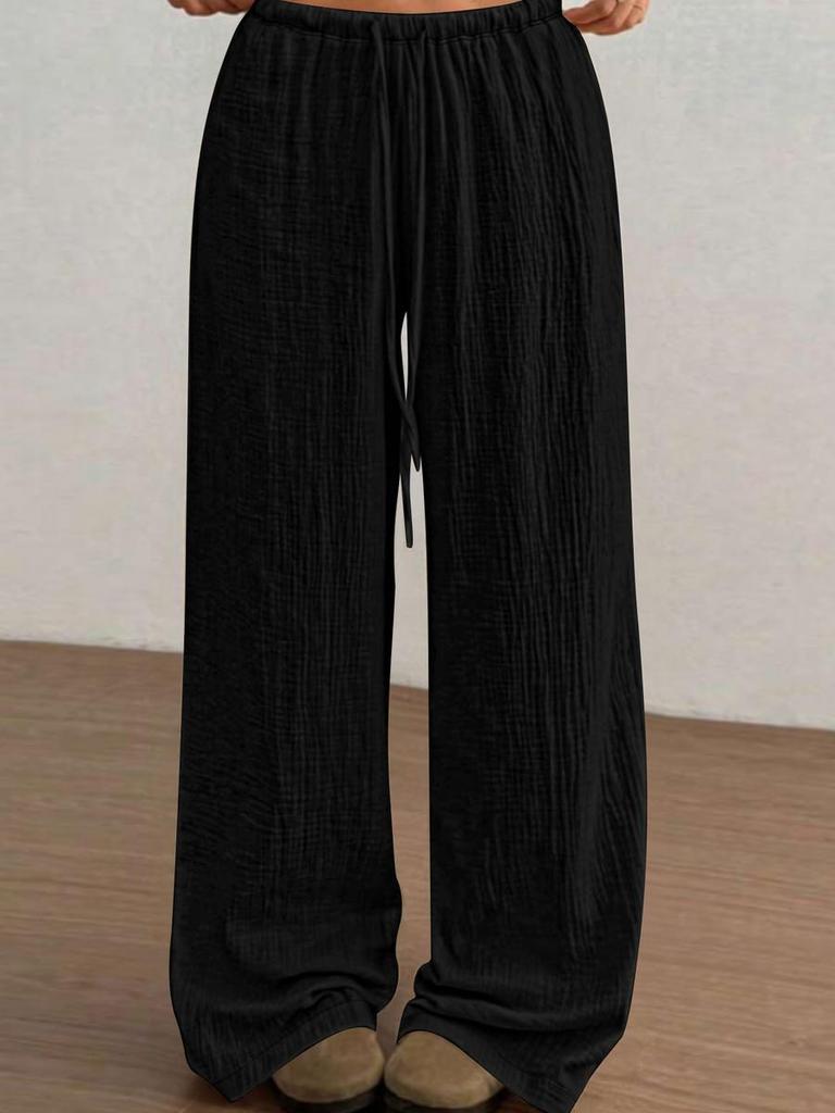 Women's Wide Leg Pants Casual Loose Waist Drawstring Pants Autumn Fashion