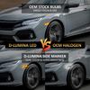 D-Lumina Switchback LED Side Marker Lights for 2016-2021 Honda Civic 10th Gen Civic Coupe Hatchback Sedan Type R Smoked Lens Front Bumper Side