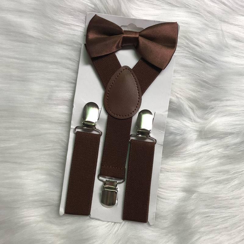 Elegante Set di Bretelle Elastiche e Papillon per Bambini e Bambine in Diversi Colori