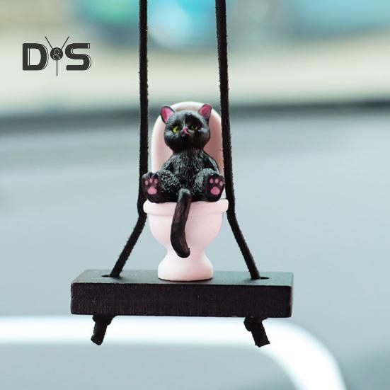 Toaleta Kot Samochód Wisiorek Ozdoba Wisząca na Lusterku Wstecznym ze Sznurkiem Humorystyczne Akcesoria do Wnętrza Samochodu