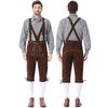 Men's German Bavarian Oktoberfest Costume Set Long Sleeve Plaid Shirt with Suspenders Pants, 2-Piece Outfit