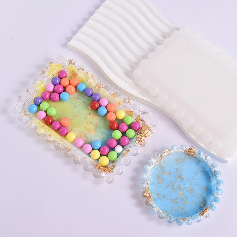 Bead Dish Silicone Mold Epoxy Dish Coaster Mold Pallet Resin Casting Mold Suitable for Diy Storage Box Fruit Plate Mat