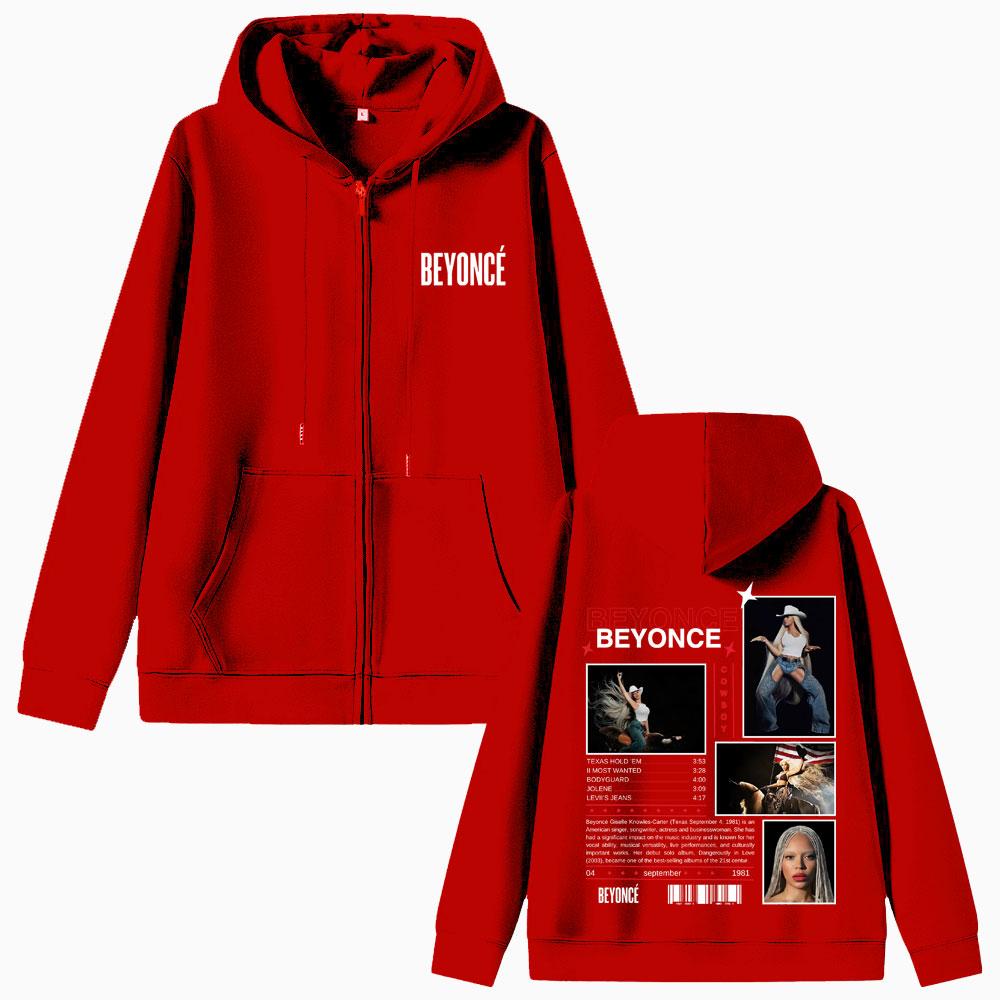 Hanorac cu fermoar Beyonce Cowboy Carter Bărbați Femei Modă Streetwear supradimensionat Masculin Hanorac Vintage