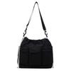 Large Capacity Drawstring Bag Women's Tote Bag Solid Color Shoulder Bag