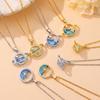 Locket-shaped Blue Planet Necklace Accessory for Women, Simple and Elegant Lockbone Chain Accessory for Women