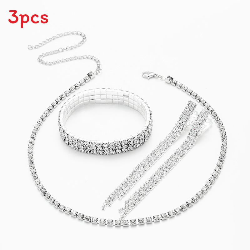 Water Diamond Bridal Jewelry Set With Necklace Earrings Bracelet And Ring For Weddings