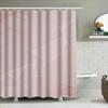 Modern Geometric Shower Curtain With Rustic Pink Light Gray Stripes Decorative Bathtub Liner For Bathroom Made In China (Length: