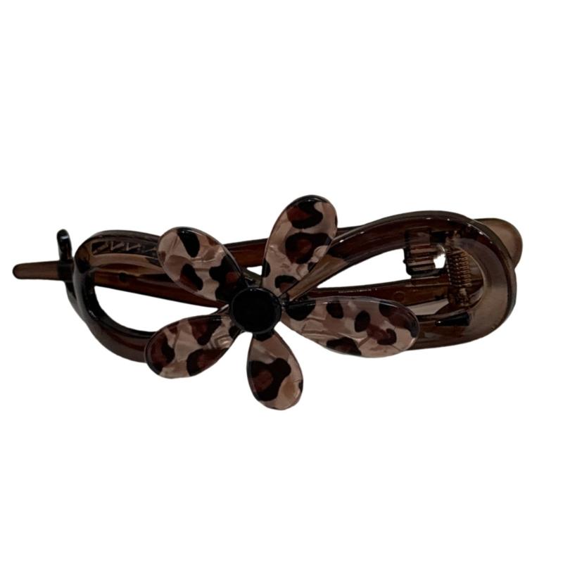 Elegant Leopard Print Acrylic Twist Hair Clip Secure NonSlip Hair Grip For Women Girl Daily Hair Styling Accessories