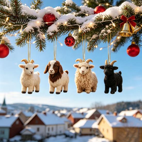 Decorative Miniature Pendants Goat Advent Calendar 2026, 24 Day Christmas Countdown with Unique Mini Pastoral Style Ornaments Figurines, Farmhouse