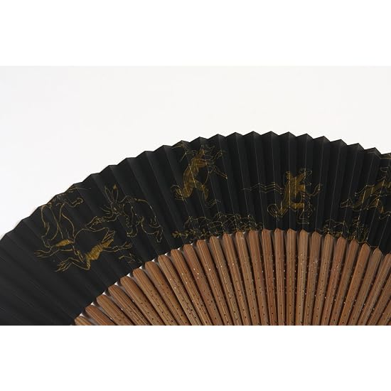 [Hasegawa] Kyoto Folding Fan, Men's, Choju-giga (Scrolls of Frolicking Animals), 45-Rib, Karaki (Dar
