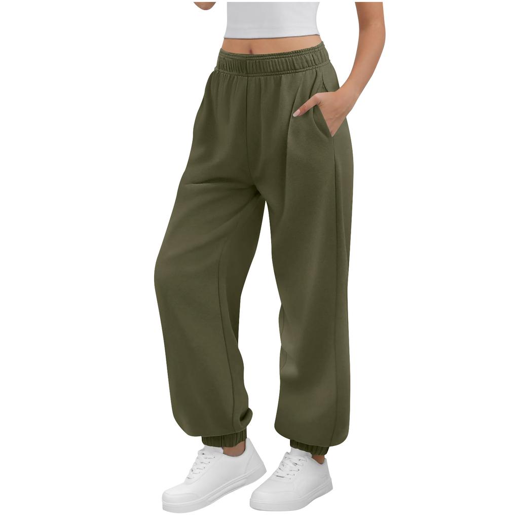 Women's Casual Pants High-waisted Belted Jogging Pants With Pockets