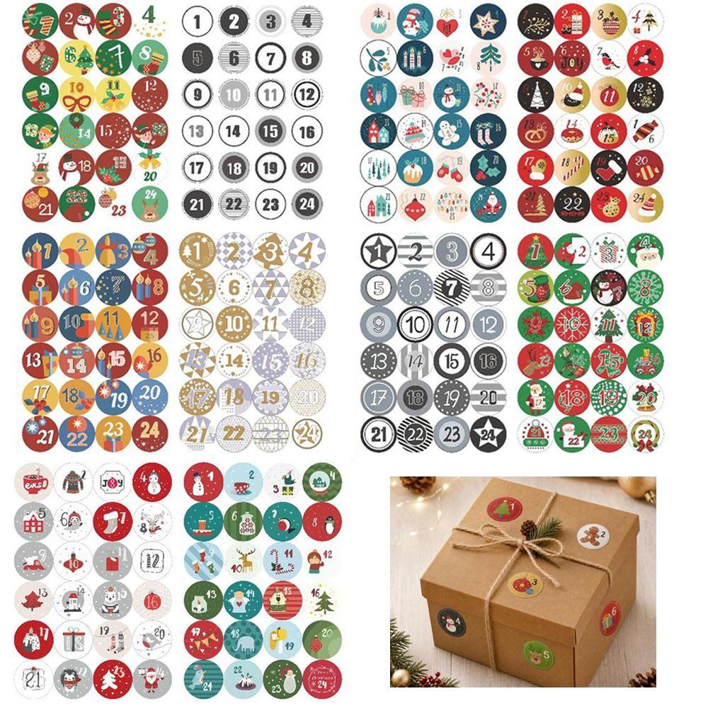 10 Sheets Set Waterproof Adhesive Christmas Countdown Calendar Stickers Christmas Party Decor