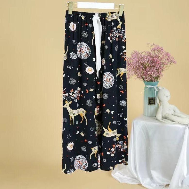 Damspecifika Plus Size Byxor i Bomull och Silke med Vida Ben - Casual Niopunktslängd för Hem & Utomhus